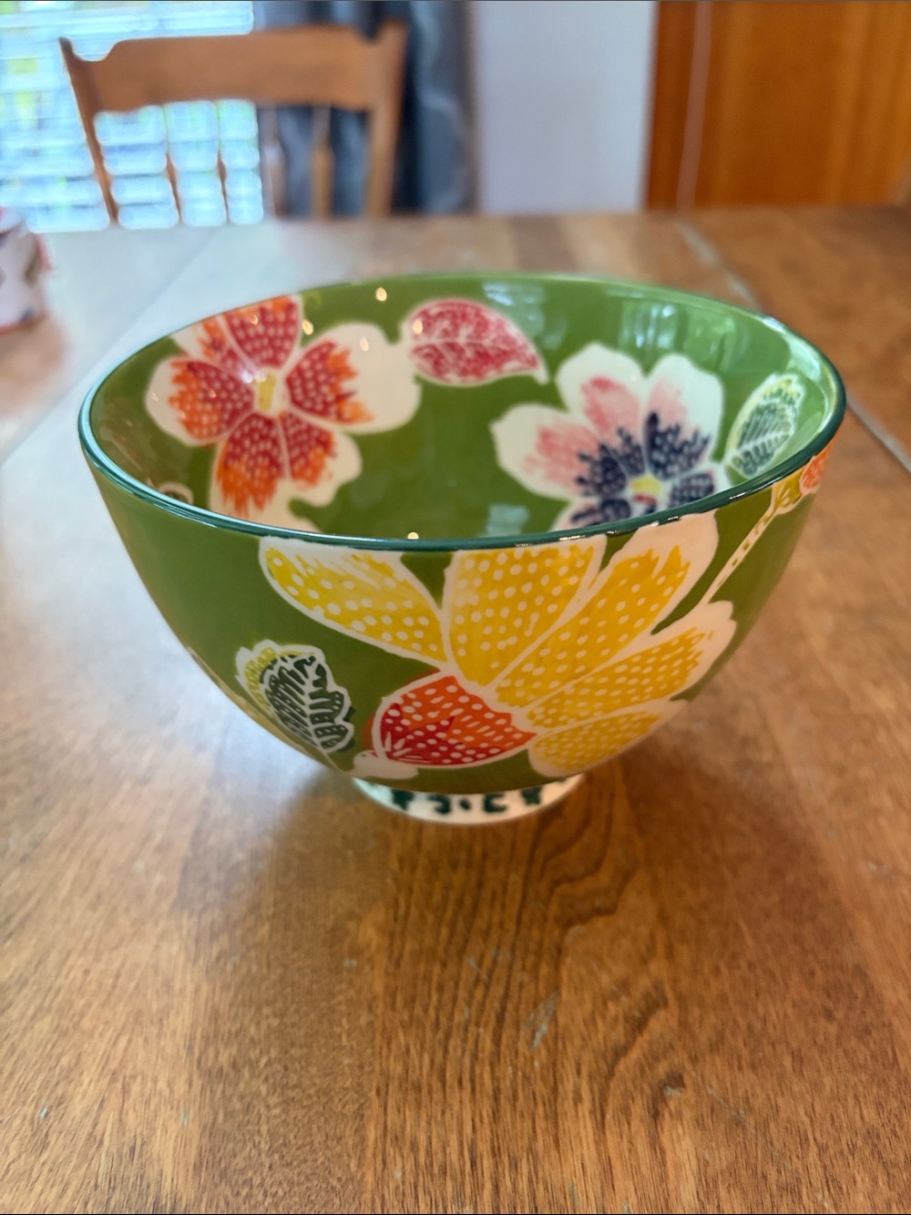 Anthropologie 6" Bowl Flame Leaf Collection Green